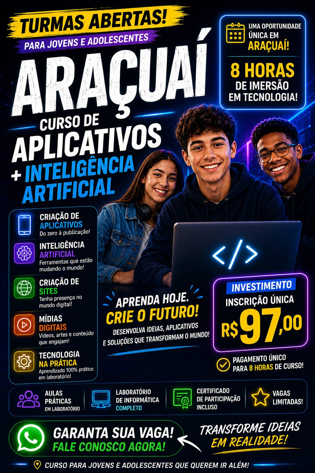 Curso de Aplicativos + Inteligência Artificial em Araçuaí - Turmas Abertas